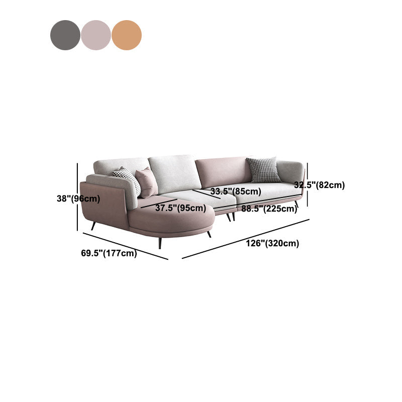 Nordic Faux Leather Living Room Stationary Pillow Top Arm Sofa Chaise Clearhalo 'furn' 'furn_sectionals' 'Furniture' 'Living Room Furniture' 'Sectionals' 6026441