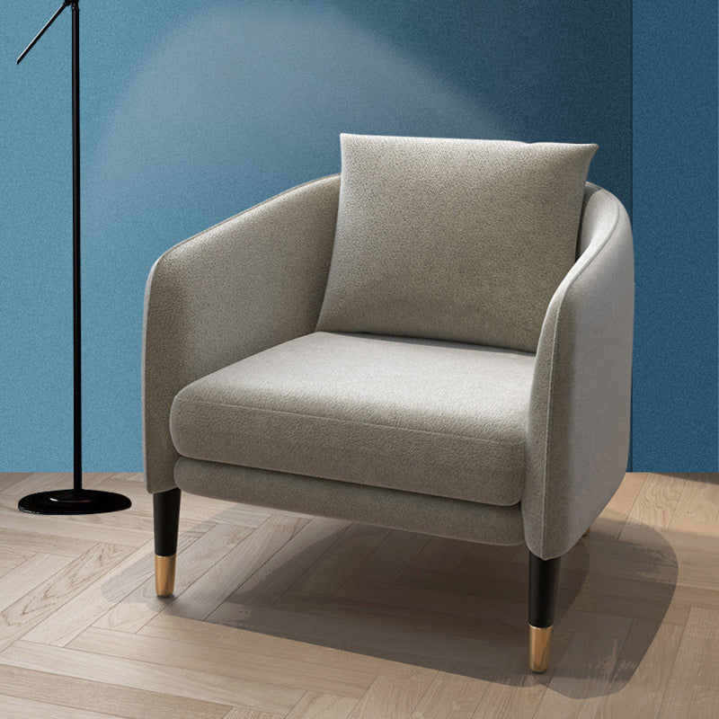 Linen 25.19" Wide Barrel Chair Arms Included Chair with Basic Four Leg