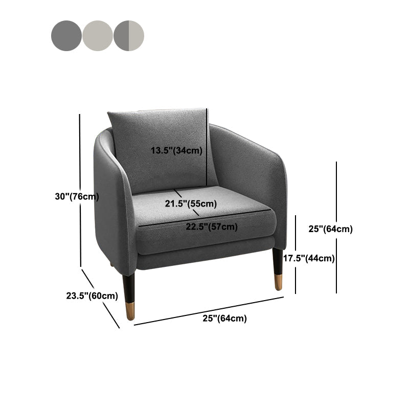 Linen 25.19" Wide Barrel Chair Arms Included Chair with Basic Four Leg