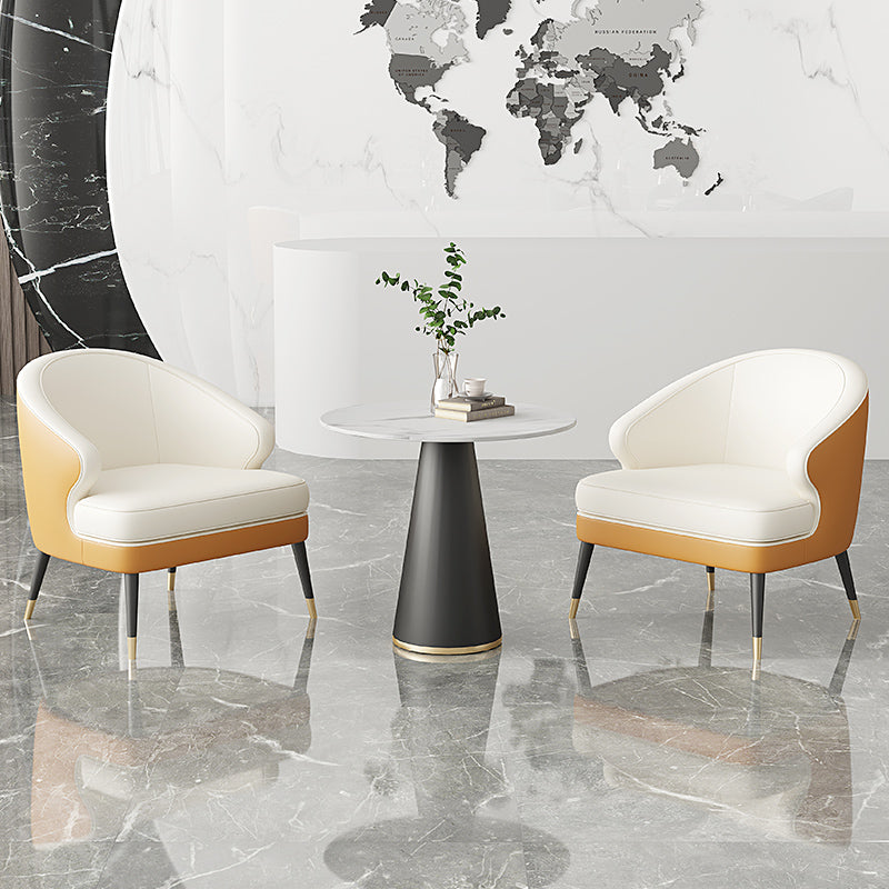 23.62" Wide Arm Chair Faux Leather Recessed Arms Accent Chair Clearhalo 'Accent Chairs' 'accent_chairs' 'Chairs & Seating' 'furn' 'furn_accent_chairs' 'Furniture' 'Living Room Furniture' 6026492