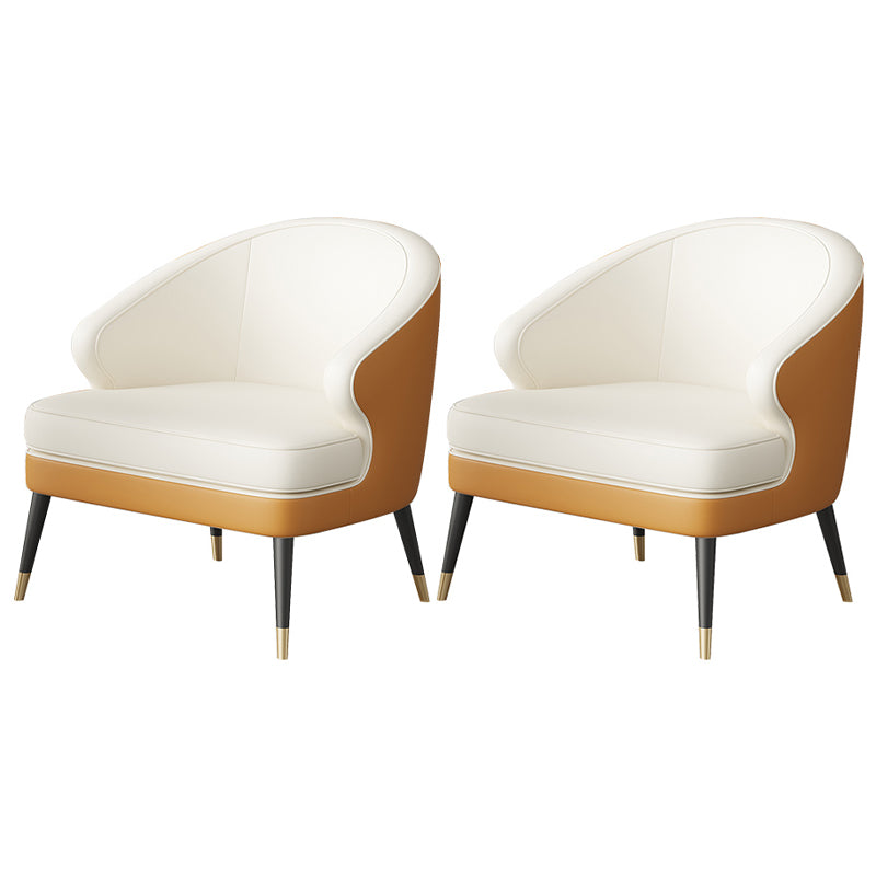 23.62" Wide Arm Chair Faux Leather Recessed Arms Accent Chair White-Saffron 2 Piece Set Clearhalo 'Accent Chairs' 'accent_chairs' 'Chairs & Seating' 'furn' 'furn_accent_chairs' 'Furniture' 'Living Room Furniture' 6026493