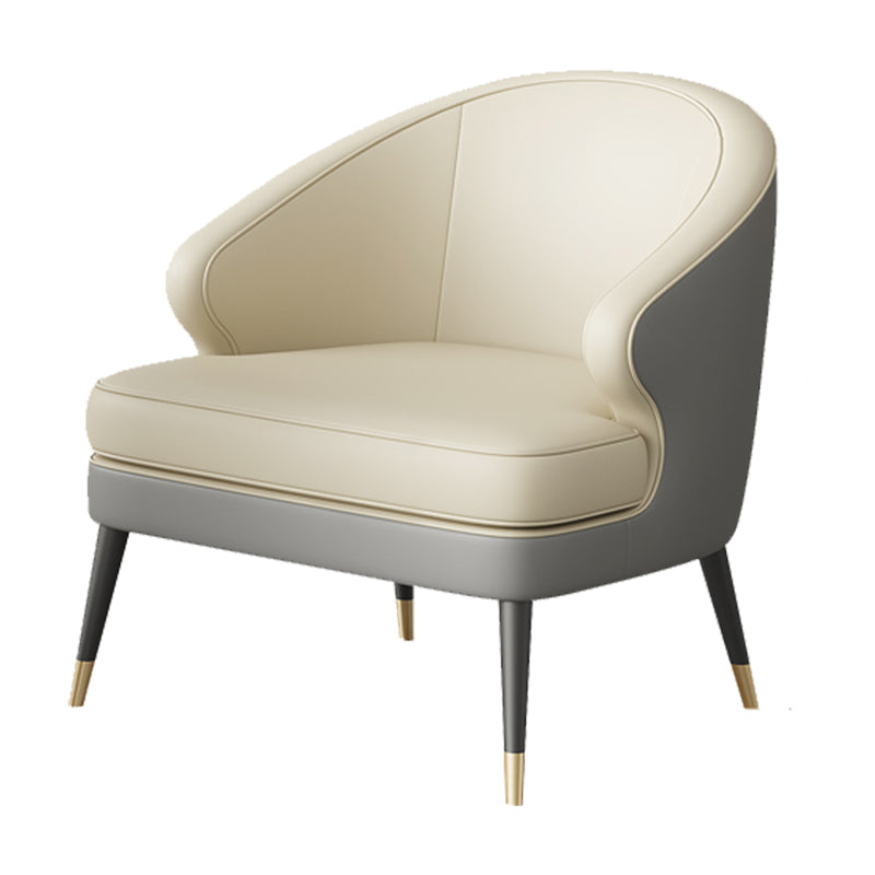 23.62" Wide Arm Chair Faux Leather Recessed Arms Accent Chair White-Gray 1 Piece Clearhalo 'Accent Chairs' 'accent_chairs' 'Chairs & Seating' 'furn' 'furn_accent_chairs' 'Furniture' 'Living Room Furniture' 6026494