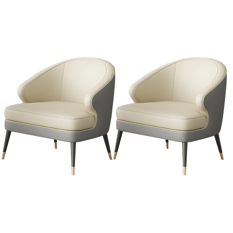 23.62" Wide Arm Chair Faux Leather Recessed Arms Accent Chair White-Gray 2 Piece Set Clearhalo 'Accent Chairs' 'accent_chairs' 'Chairs & Seating' 'furn' 'furn_accent_chairs' 'Furniture' 'Living Room Furniture' 6026497