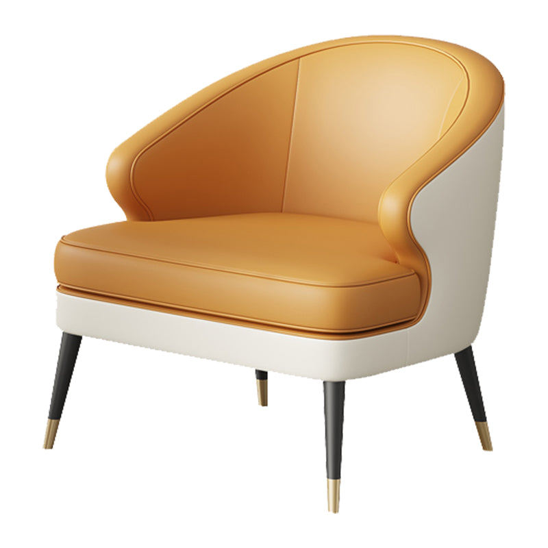 23.62" Wide Arm Chair Faux Leather Recessed Arms Accent Chair Orange White 1 Piece Clearhalo 'Accent Chairs' 'accent_chairs' 'Chairs & Seating' 'furn' 'furn_accent_chairs' 'Furniture' 'Living Room Furniture' 6026498