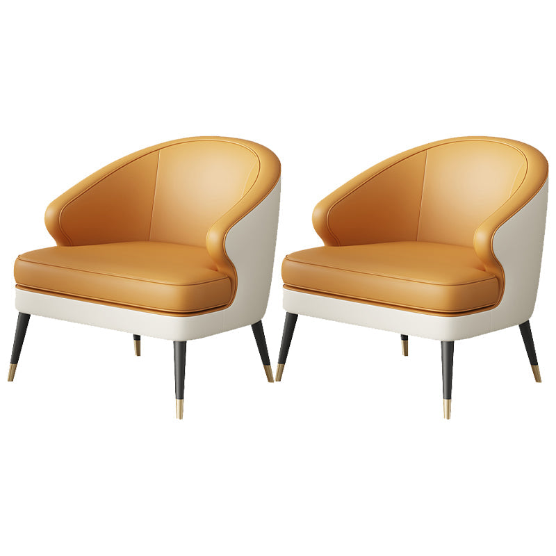 23.62" Wide Arm Chair Faux Leather Recessed Arms Accent Chair Orange White 2 Piece Set Clearhalo 'Accent Chairs' 'accent_chairs' 'Chairs & Seating' 'furn' 'furn_accent_chairs' 'Furniture' 'Living Room Furniture' 6026500