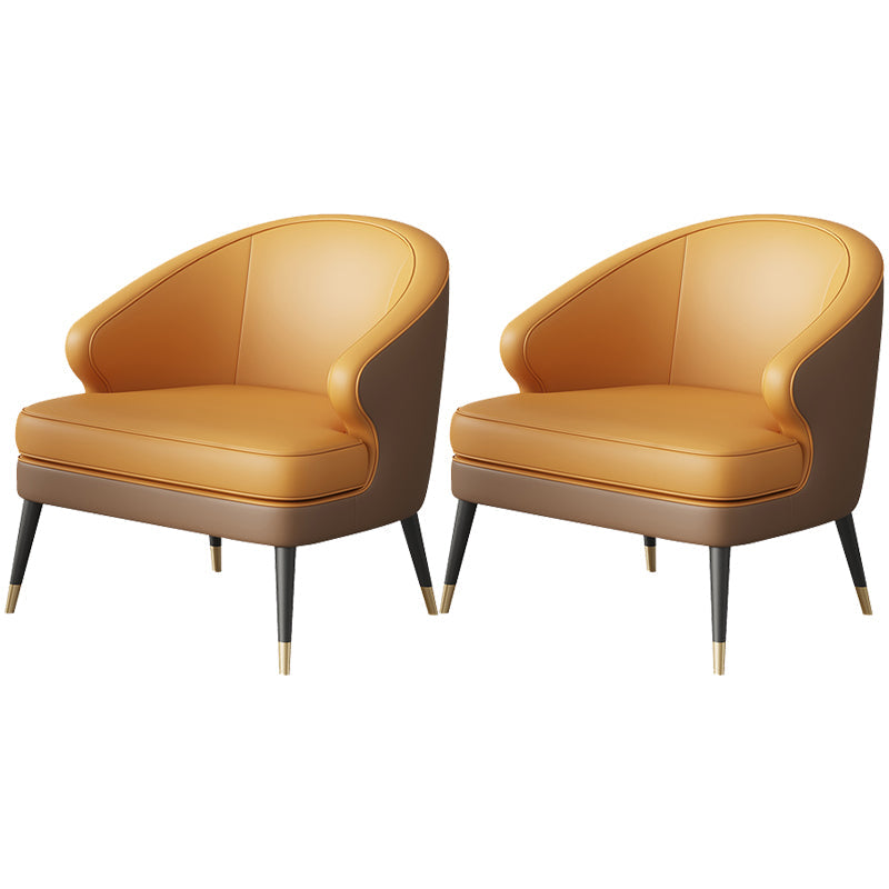 23.62" Wide Arm Chair Faux Leather Recessed Arms Accent Chair Coffee Orange 2 Piece Set Clearhalo 'Accent Chairs' 'accent_chairs' 'Chairs & Seating' 'furn' 'furn_accent_chairs' 'Furniture' 'Living Room Furniture' 6026505