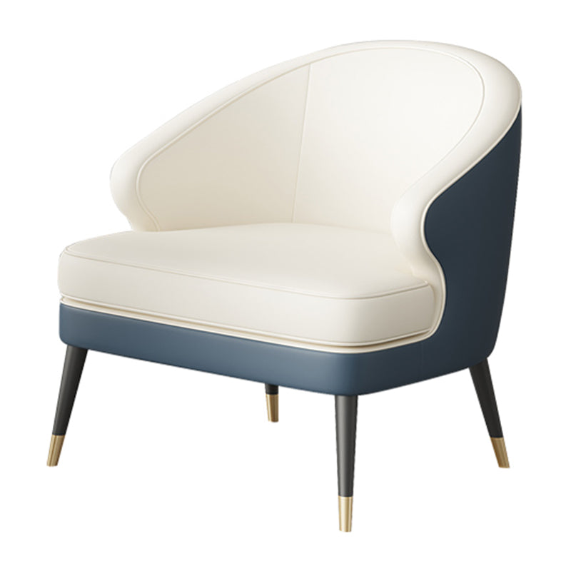 23.62" Wide Arm Chair Faux Leather Recessed Arms Accent Chair Beige Blue 1 Piece Clearhalo 'Accent Chairs' 'accent_chairs' 'Chairs & Seating' 'furn' 'furn_accent_chairs' 'Furniture' 'Living Room Furniture' 6026506