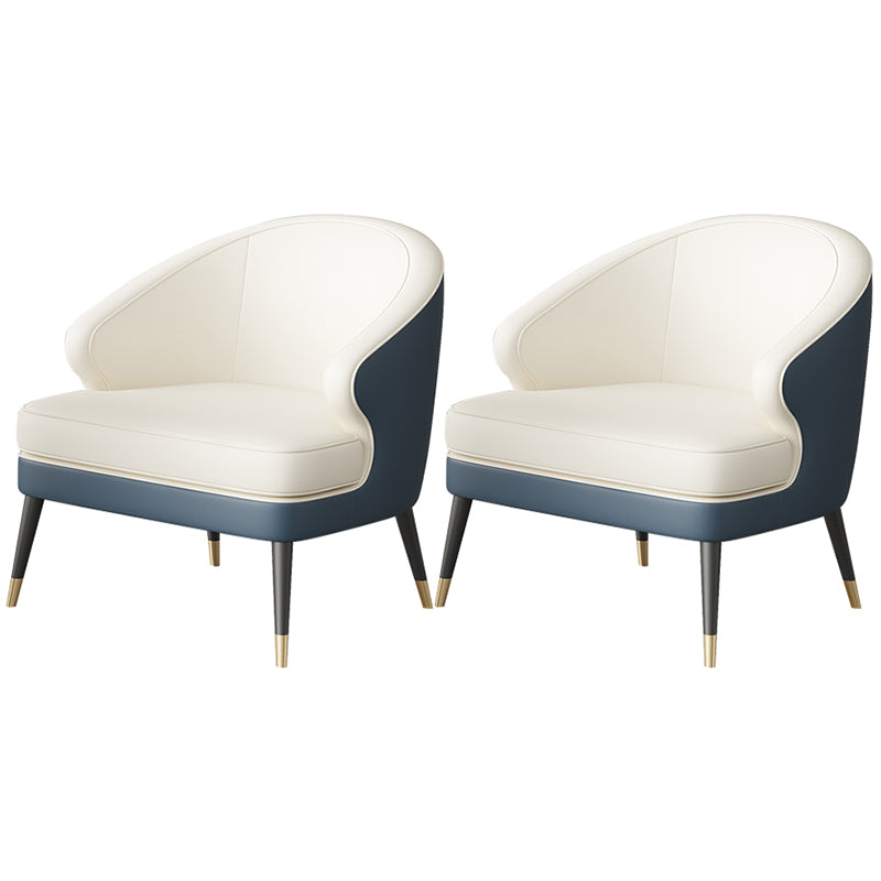 23.62" Wide Arm Chair Faux Leather Recessed Arms Accent Chair Beige Blue 2 Piece Set Clearhalo 'Accent Chairs' 'accent_chairs' 'Chairs & Seating' 'furn' 'furn_accent_chairs' 'Furniture' 'Living Room Furniture' 6026509