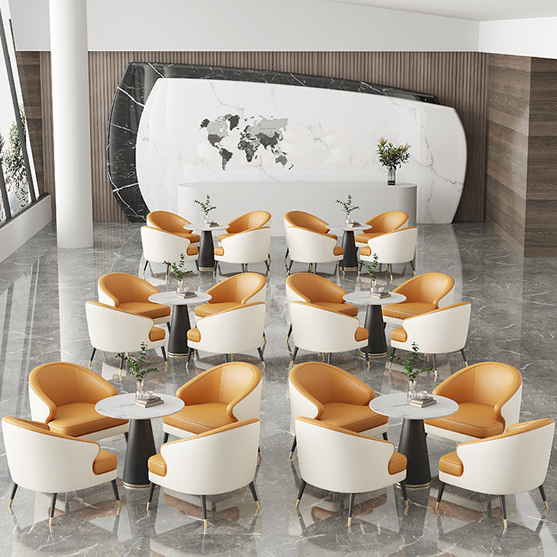 23.62" Wide Arm Chair Faux Leather Recessed Arms Accent Chair Clearhalo 'Accent Chairs' 'accent_chairs' 'Chairs & Seating' 'furn' 'furn_accent_chairs' 'Furniture' 'Living Room Furniture' 6026515