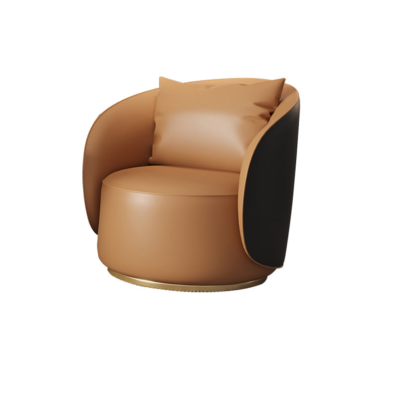 Faux Leather Arm Chair 30.70" High Recessed Arms Accent Chair