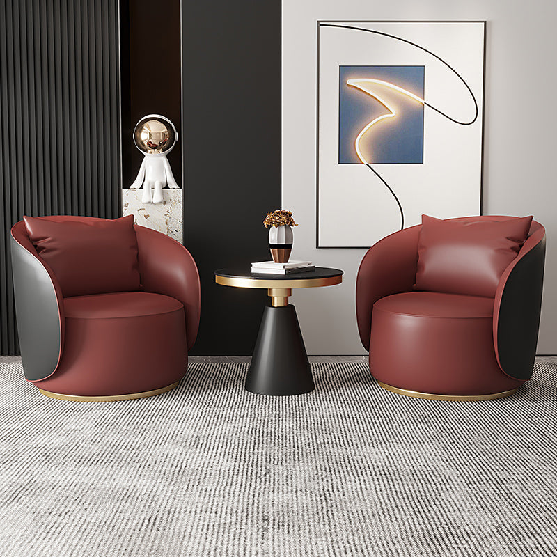 Faux Leather Arm Chair 30.70" High Recessed Arms Accent Chair