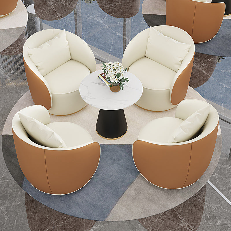 Faux Leather Arm Chair 30.70" High Recessed Arms Accent Chair