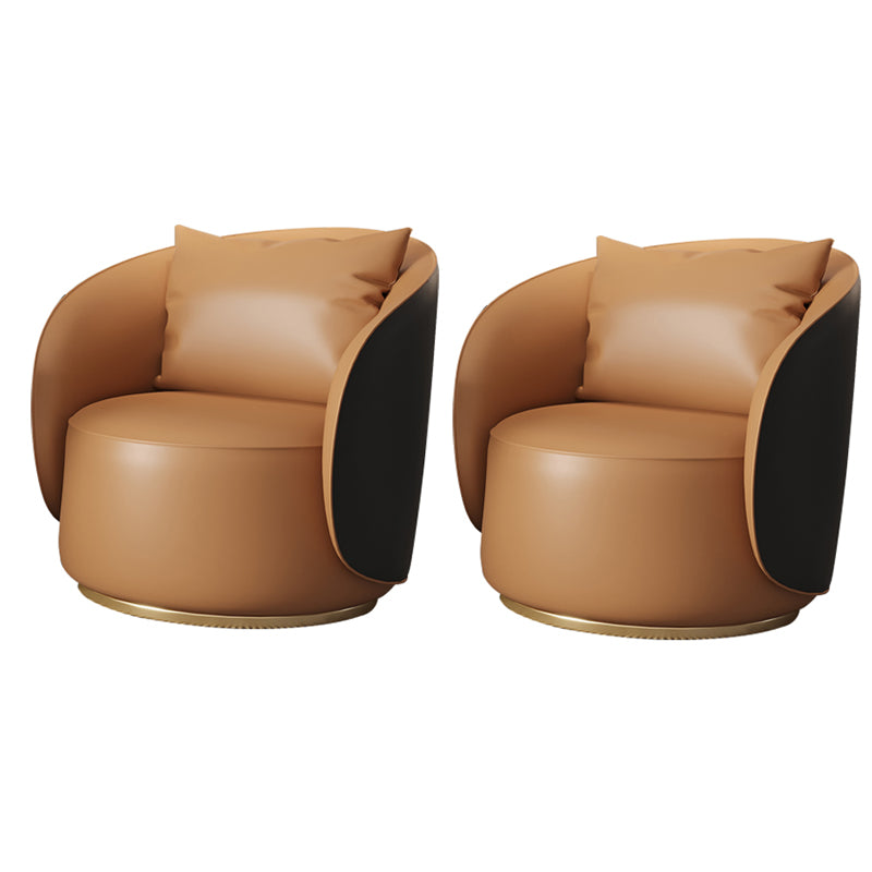 Faux Leather Arm Chair 30.70" High Recessed Arms Accent Chair