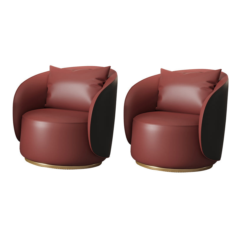 Faux Leather Arm Chair 30.70" High Recessed Arms Accent Chair