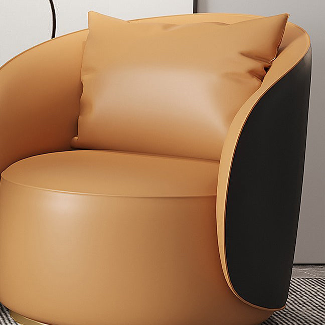 Faux Leather Arm Chair 30.70" High Recessed Arms Accent Chair