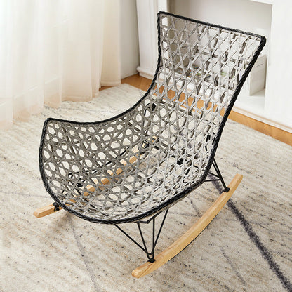 Rattan Rocking Chair Modern Wing Back Rocker Chair for Living Room