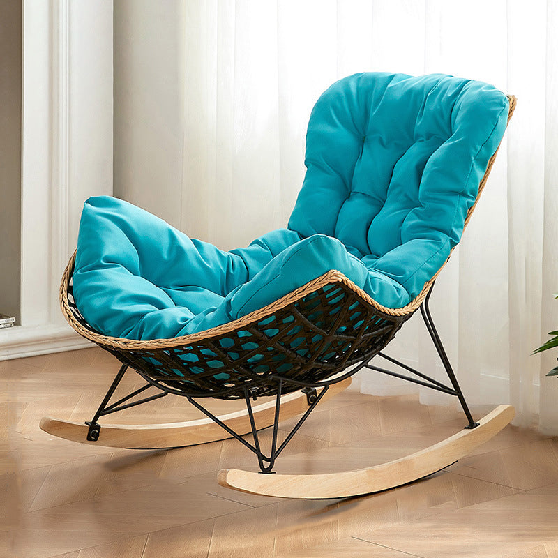Rattan Rocking Chair Modern Wing Back Rocker Chair for Living Room