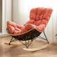 Rattan Rocking Chair Modern Wing Back Rocker Chair for Living Room