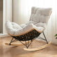 Rattan Rocking Chair Modern Wing Back Rocker Chair for Living Room
