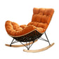 Rattan Rocking Chair Modern Wing Back Rocker Chair for Living Room