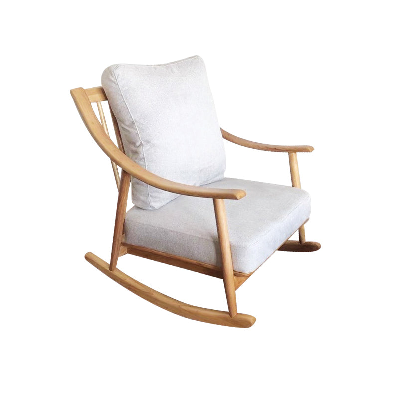 Suede and Solid Wood Rocking Chair with Padded Seat Rocker Chair Removable Cushions Beige Rocking Chair Clearhalo 'Chairs & Seating' 'furn' 'furn_rocking_chairs' 'Furniture' 'Living Room Furniture' 'Rocking Chairs' 'rocking_chairs' 6026681