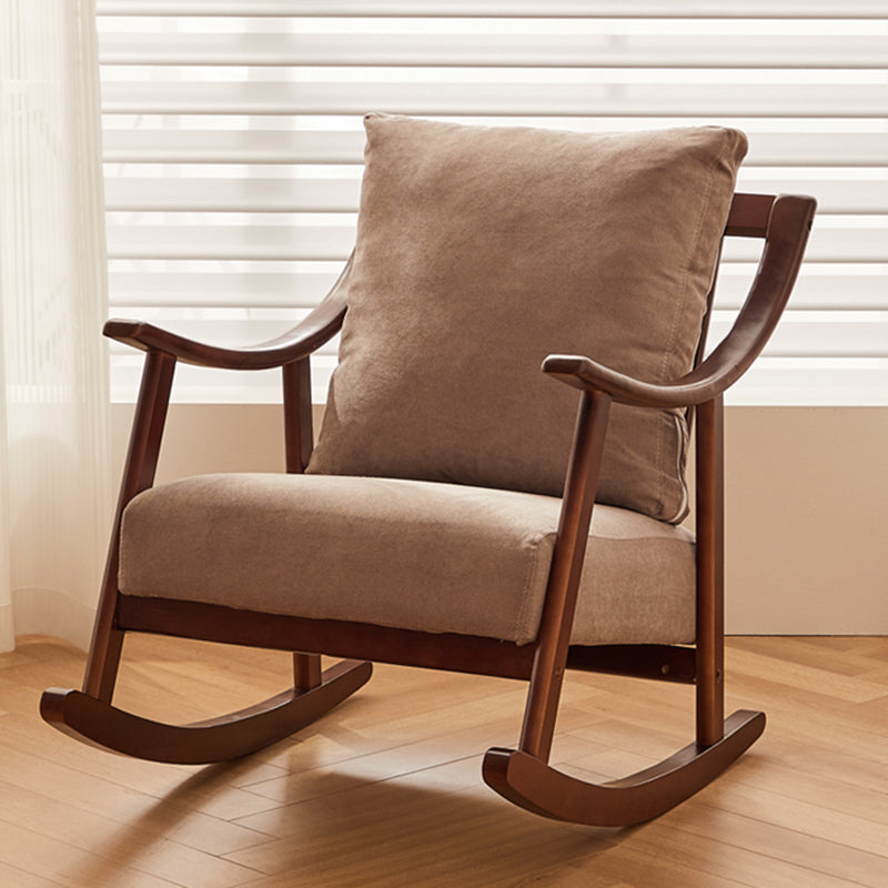 Suede and Solid Wood Rocking Chair with Padded Seat Rocker Chair Removable Cushions Clearhalo 'Chairs & Seating' 'furn' 'furn_rocking_chairs' 'Furniture' 'Living Room Furniture' 'Rocking Chairs' 'rocking_chairs' 6026683