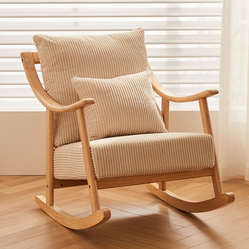 Suede and Solid Wood Rocking Chair with Padded Seat Rocker Chair Removable Cushions Off-White Rocking Chair Clearhalo 'Chairs & Seating' 'furn' 'furn_rocking_chairs' 'Furniture' 'Living Room Furniture' 'Rocking Chairs' 'rocking_chairs' 6026685
