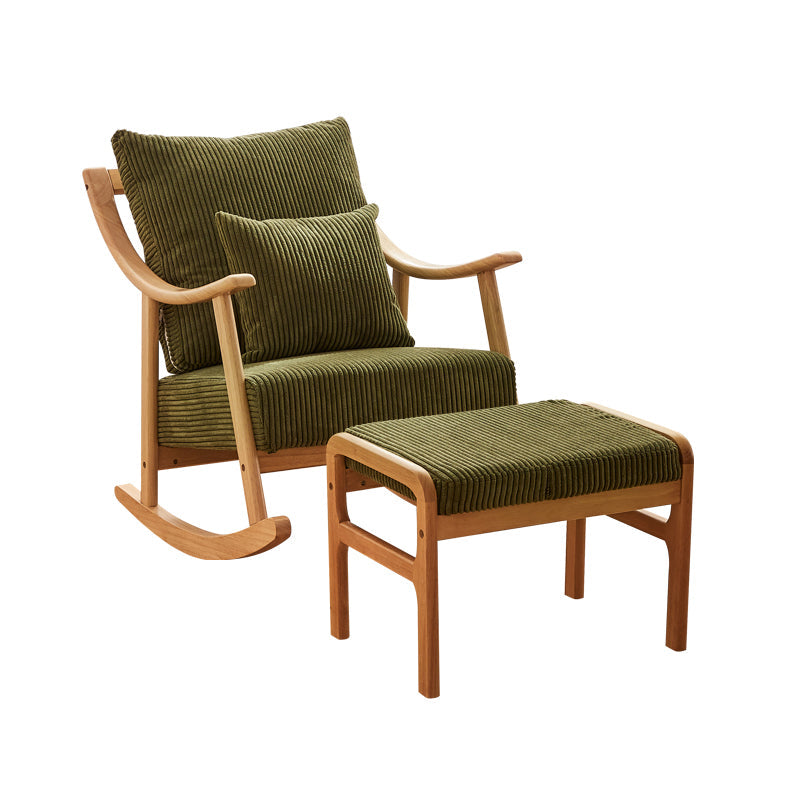 Suede and Solid Wood Rocking Chair with Padded Seat Rocker Chair Removable Cushions Green Rocking Chair with Ottomans Clearhalo 'Chairs & Seating' 'furn' 'furn_rocking_chairs' 'Furniture' 'Living Room Furniture' 'Rocking Chairs' 'rocking_chairs' 6026687