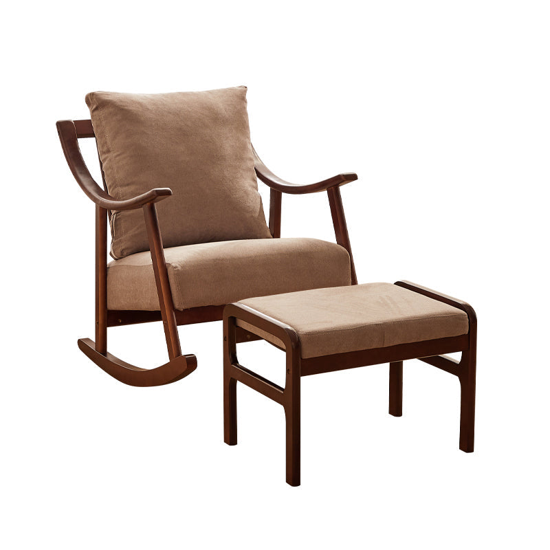 Suede and Solid Wood Rocking Chair with Padded Seat Rocker Chair Removable Cushions Light Coffee Rocking Chair with Ottomans Clearhalo 'Chairs & Seating' 'furn' 'furn_rocking_chairs' 'Furniture' 'Living Room Furniture' 'Rocking Chairs' 'rocking_chairs' 6026691