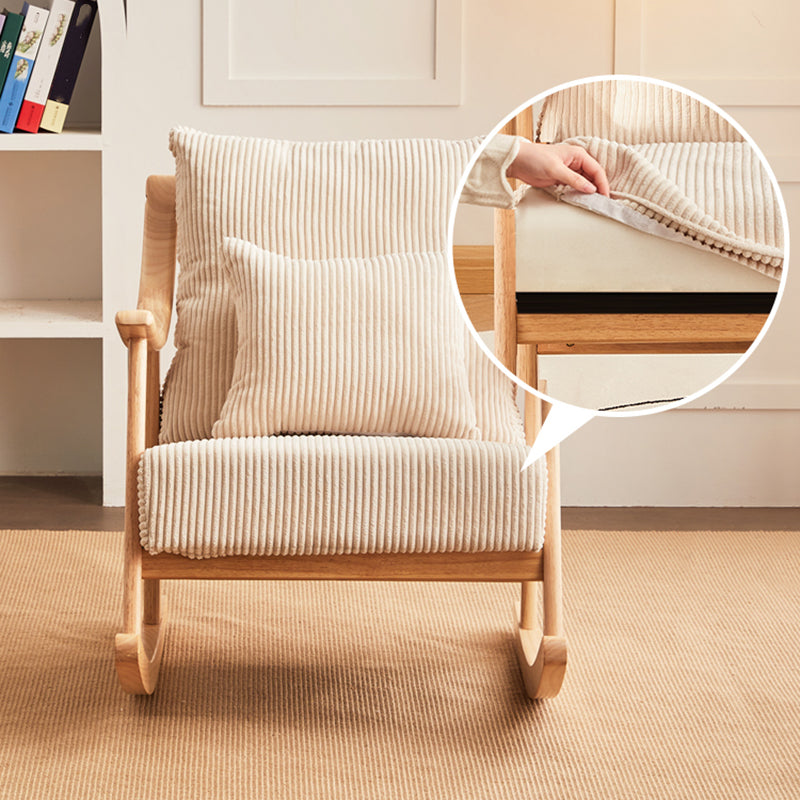 Suede and Solid Wood Rocking Chair with Padded Seat Rocker Chair Removable Cushions Clearhalo 'Chairs & Seating' 'furn' 'furn_rocking_chairs' 'Furniture' 'Living Room Furniture' 'Rocking Chairs' 'rocking_chairs' 6026692