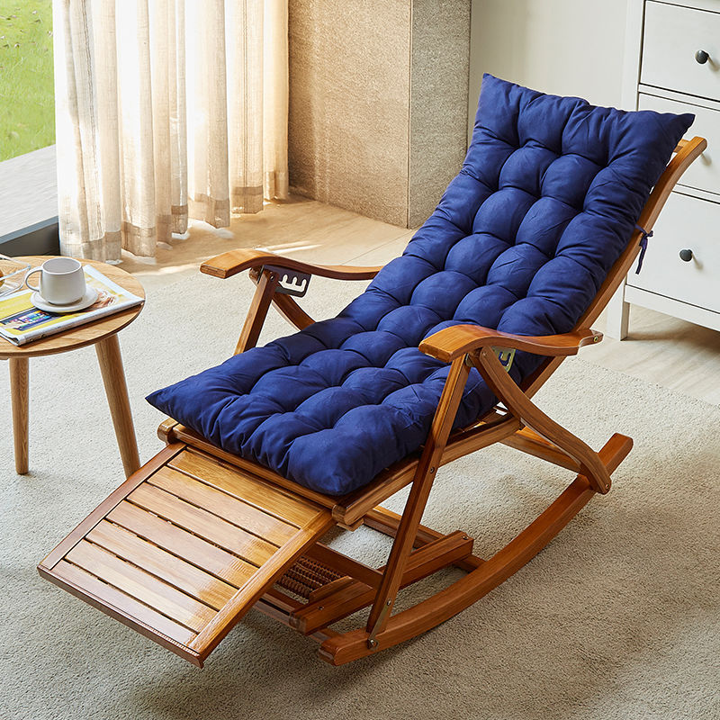 Chaise à bascule moderne Bamboo Rocker avec coussins amovibles