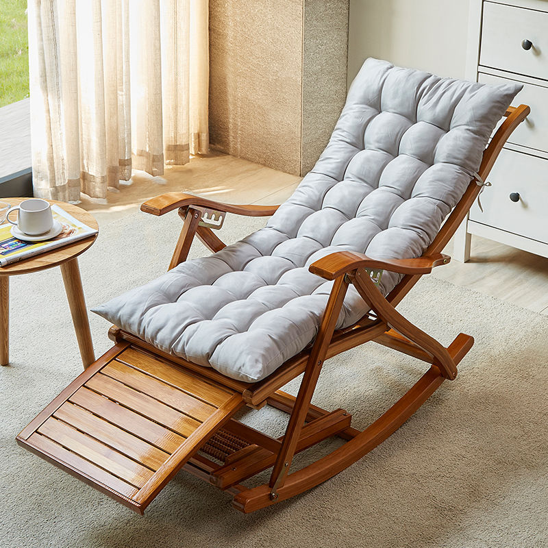Chaise à bascule moderne Bamboo Rocker avec coussins amovibles