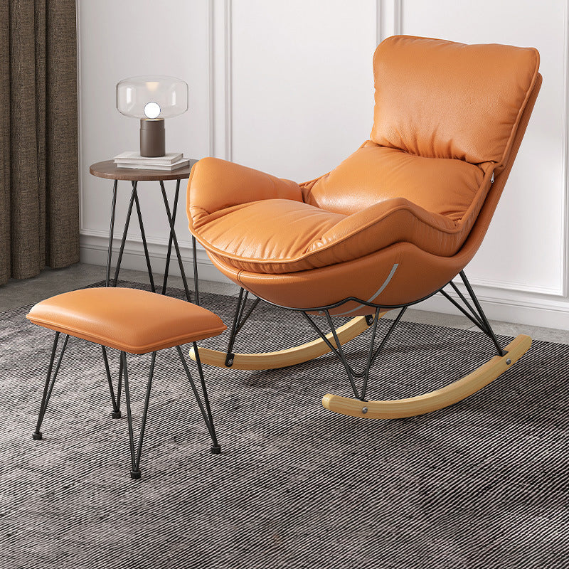 Chaise à bascule en bois massif chaise de culbuteur contemporaine avec siège rembourré