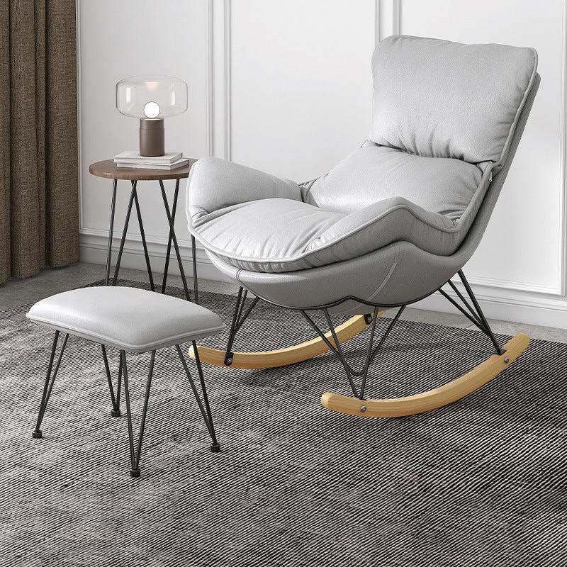 Chaise à bascule en bois massif chaise de culbuteur contemporaine avec siège rembourré