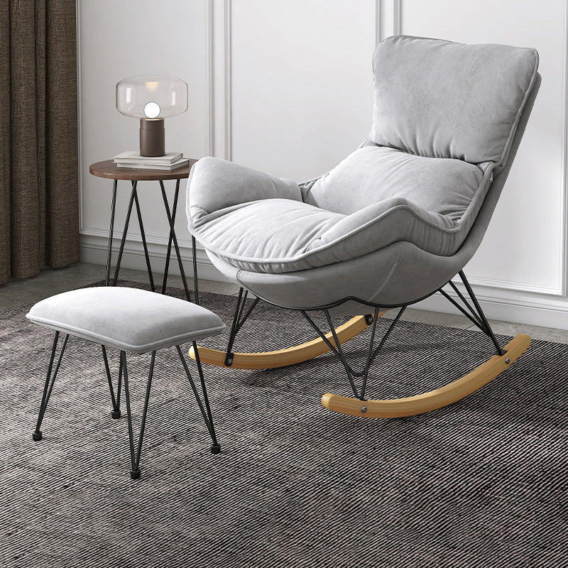 Chaise à bascule en bois massif chaise de culbuteur contemporaine avec siège rembourré