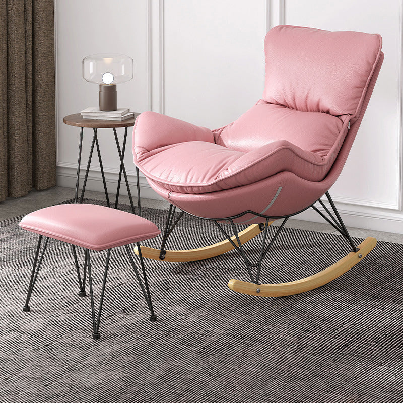 Chaise à bascule en bois massif chaise de culbuteur contemporaine avec siège rembourré