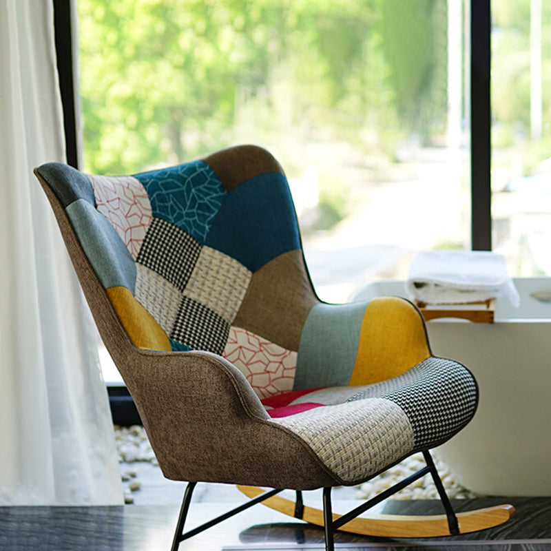 Ergonomic Contemporary Rocking Accent Chair with Seat Cushion Rocker Chair Wingback Clearhalo 'Chairs & Seating' 'furn' 'furn_rocking_chairs' 'Furniture' 'Living Room Furniture' 'Rocking Chairs' 'rocking_chairs' 6026853