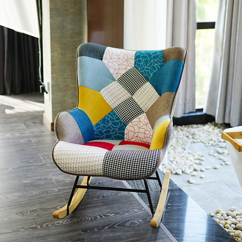 Ergonomic Contemporary Rocking Accent Chair with Seat Cushion Rocker Chair Wingback Clearhalo 'Chairs & Seating' 'furn' 'furn_rocking_chairs' 'Furniture' 'Living Room Furniture' 'Rocking Chairs' 'rocking_chairs' 6026857