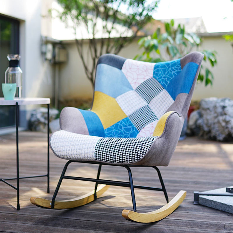 Ergonomic Contemporary Rocking Accent Chair with Seat Cushion Rocker Chair Wingback Clearhalo 'Chairs & Seating' 'furn' 'furn_rocking_chairs' 'Furniture' 'Living Room Furniture' 'Rocking Chairs' 'rocking_chairs' 6026864
