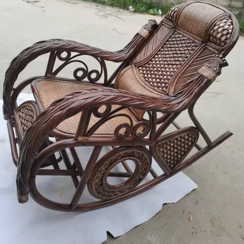 Spindle Antique Rocking Chair Wicker Rocker Chair 24" x 44.5" x 37.8" for Living Room Coffee Non-Upholstered Clearhalo 'Chairs & Seating' 'furn' 'furn_rocking_chairs' 'Furniture' 'Living Room Furniture' 'Rocking Chairs' 'rocking_chairs' 6026886