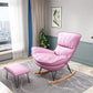 Modern Style Rocking Chair Upholstered Faux Leather Rocking Accent Chair Chair Rocking Chair with Ottomans Pink Clearhalo 'Chairs & Seating' 'furn' 'furn_rocking_chairs' 'Furniture' 'Living Room Furniture' 'Rocking Chairs' 'rocking_chairs' 6026891