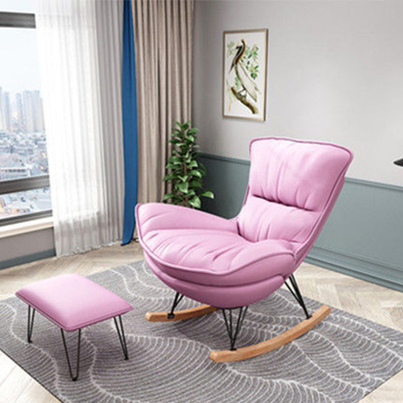 Modern Style Rocking Chair Upholstered Faux Leather Rocking Accent Chair Chair Rocking Chair with Ottomans Pink Clearhalo 'Chairs & Seating' 'furn' 'furn_rocking_chairs' 'Furniture' 'Living Room Furniture' 'Rocking Chairs' 'rocking_chairs' 6026891
