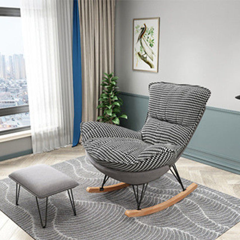 Modern Style Rocking Chair Upholstered Faux Leather Rocking Accent Chair Chair Rocking Chair with Ottomans Gray Houndstooth Clearhalo 'Chairs & Seating' 'furn' 'furn_rocking_chairs' 'Furniture' 'Living Room Furniture' 'Rocking Chairs' 'rocking_chairs' 6026894