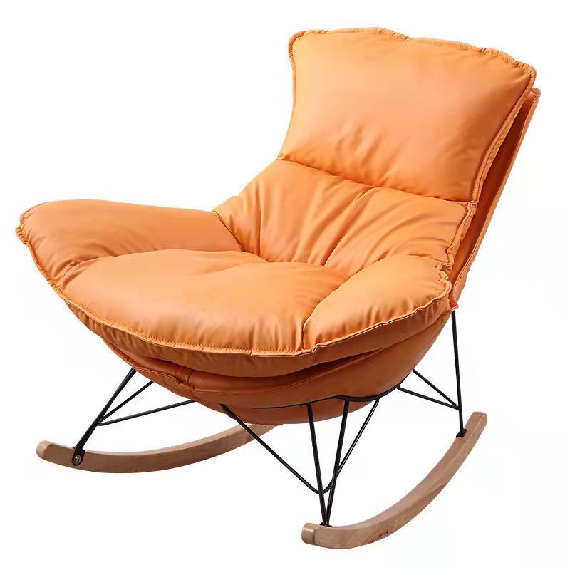 Modern Style Rocking Chair Upholstered Faux Leather Rocking Accent Chair Chair Clearhalo 'Chairs & Seating' 'furn' 'furn_rocking_chairs' 'Furniture' 'Living Room Furniture' 'Rocking Chairs' 'rocking_chairs' 6026895