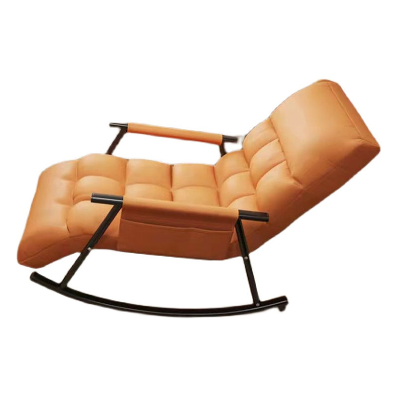 Chaise à bascule de style moderne Fauveau de chaise rembourrée en cuir avec rangement