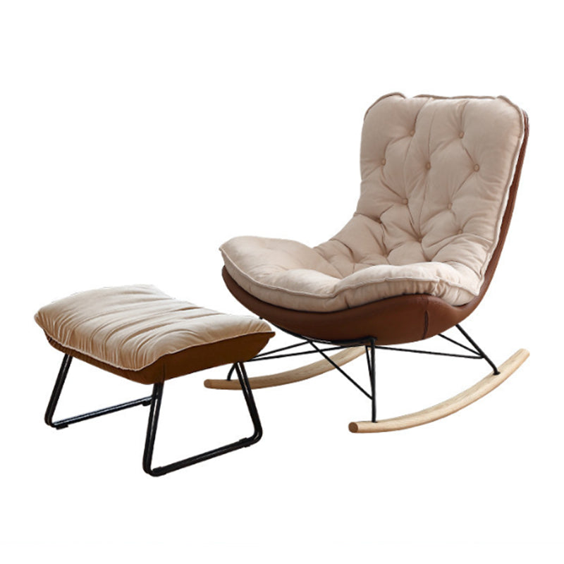 Moderner Stil Schaukelstuhl für Kunstleder gepolsterte Stuhl mit Knopftiefung