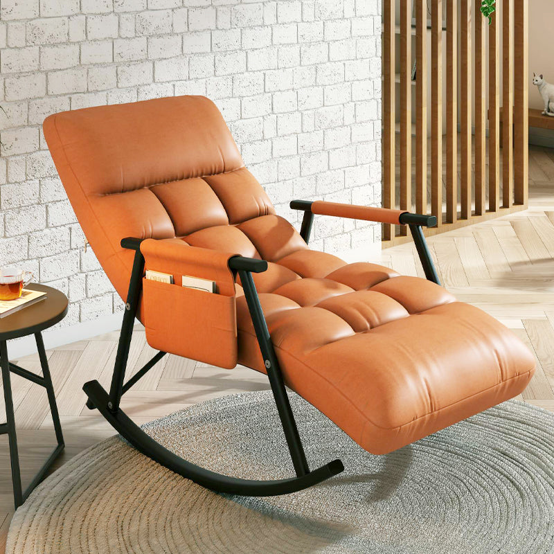 Chaise à bascule en faux cuir moderne avec rangement