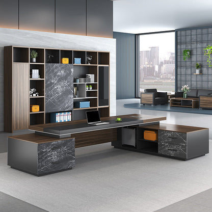 Contemporary Office Desk L-Shape Executive Desk with 2 Storage Drawers Right Hand Return Clearhalo 'furn' 'furn_office_desk' 'Furniture' 'Office Desks' 'Office Furniture' 'office_desk' 6027626