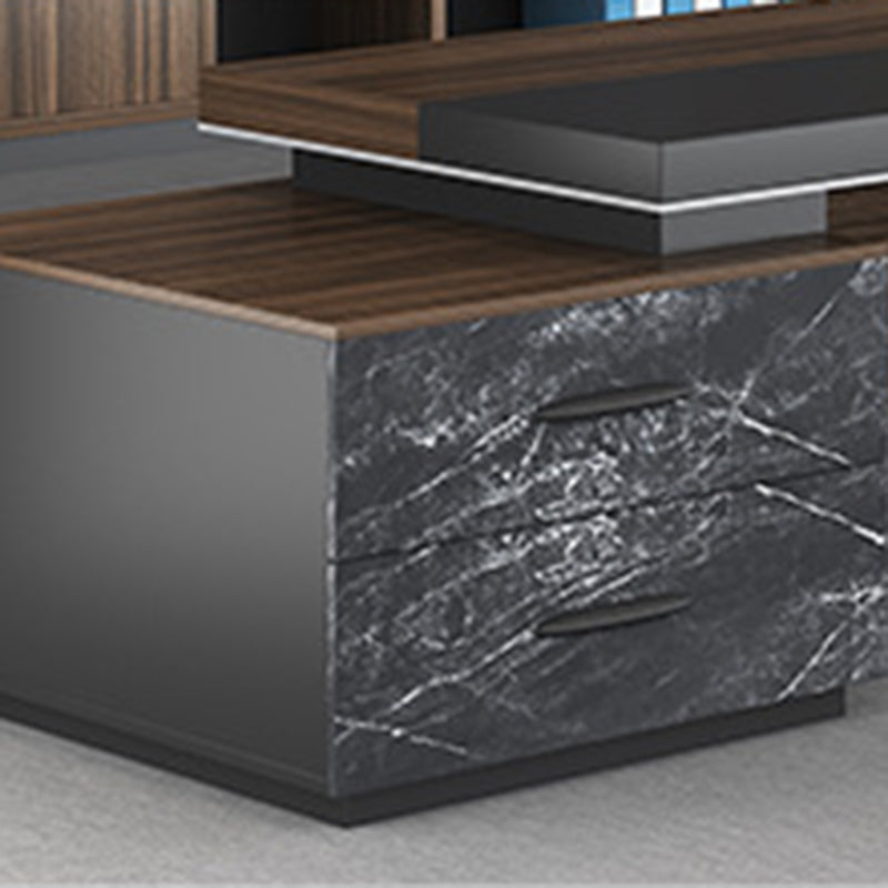 Contemporary Office Desk L-Shape Executive Desk with 2 Storage Drawers Clearhalo 'furn' 'furn_office_desk' 'Furniture' 'Office Desks' 'Office Furniture' 'office_desk' 6027631