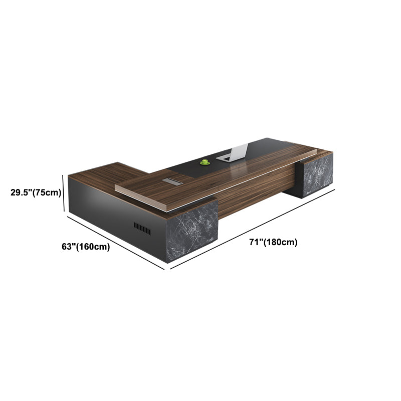 Contemporary Office Desk L-Shape Executive Desk with 2 Storage Drawers Clearhalo 'furn' 'furn_office_desk' 'Furniture' 'Office Desks' 'Office Furniture' 'office_desk' 6027632